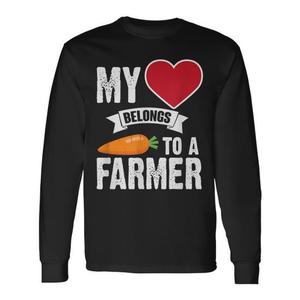 Mi Corazón Pertenece a un Agricultor, Camiseta de Manga Larga con Diseño de Zanahoria - Product Image 1