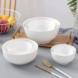 Nuovo commercio all'ingrosso Bone <span class=keywords><strong>China</strong></span> ciotola di Ramen in ceramica bianca personalizzata con Logo modello per zuppa insalata di frutta uso per feste - Product Image 3