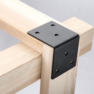Black L-Shaped Stainless Steel Angle Bracket 90 Degree Furniture Joint Support For Table Chair Legs - Product Image 1