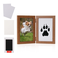 Kit d'empreintes de pattes commémoratives pour animaux de compagnie, cadre en bois, impression sans encre, souvenir pour chien et chat, décoration
