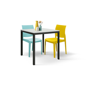 Raffaele Fixed <b>Dining</b> <b>Table</b> Statuary White Melamine <b>Top</b> Metal Base Indoor Use - Product Image 2