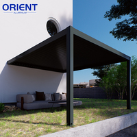 Pergola bioclimatique en aluminium OEM pour extérieur, toit à lamelles imperméable, toit à lamelles réglables, pergola en aluminium