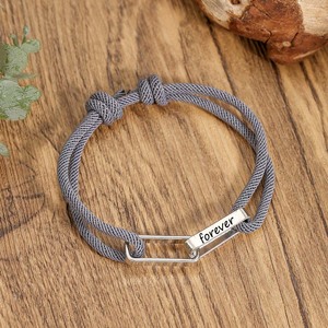 Forever Nylon Rope <b>Bracelet</b> Silver Plated Adjustable Unisex Classic Chain Link <b>Bracelet</b> Gift Stainless Steel Fashion <b>Bracelet</b> - Product Image 1
