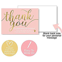 Carte de remerciement rose en gros pour entreprises, personnalisable, couleur CMJN, en carton, papier offset, avec gaufrage