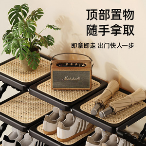 Vintage Style Rattan Folding <b>Shoe</b> <b>Rack</b> Multi Layer Adjustable For Entryway Dormitory Bedroom Living Room Bathroom - Product Image 5