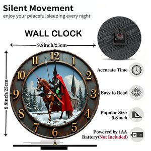 Round Wooden Wall <b>Clock</b> 25x25Cm Retro Numeral Design Quiet Home Cafe Bar Decor - Product Image 5