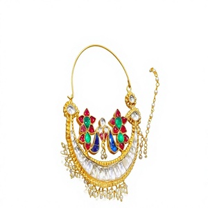 Ensemble de bijoux ethniques plaqués or à la mode avec pierres en zircon et perles pour femmes, pour les occasions de mariage - Product Image 2