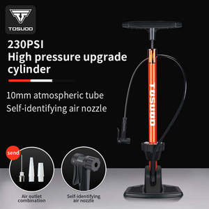 <strong>Pompa</strong> Per Bicicletta 230PSI High Pressure Bicycle Pump Portable Aluminum Alloy Hand Pump for Mountain Road Bikes Long Handle - Product Image 1