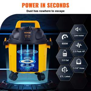 Aspiradora en seco y húmedo Vevor de 2.6 galones y 2.5 HP de potencia máxima, aspiradora portátil de taller con función de soplado para limpieza de automóviles en exteriores. - Product Image 4