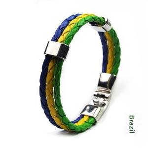 Style européen <span class=keywords><strong>et</strong></span> américain Nouveau pour Coupe du Monde Couleur Bracelet PU Cuir Tissé Bijoux de Couple avec Alliage Bracelets à la Mode - Product Image 1
