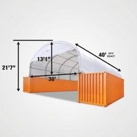 Auvent de conteneur maritime 30x40 pieds en PVC 610 g/m² à double treillis avec paroi arrière fermée et façade rabattable sans soudure