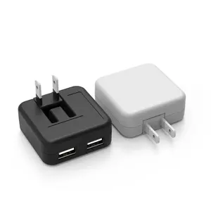 Tuv approval pse standard folded plug dual ports usb wall charger 5v 2.4a