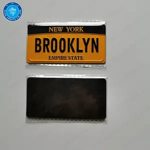 Newyork lembrança personalizada 3d, gravada em metal, alumínio, decorativa, amarela, placa de licença, geladeira, ímã