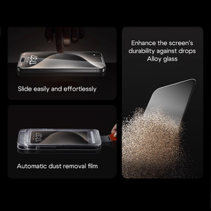 Oneclick Installation Protecteur d'écran en verre trempé antichoc Couverture complète Étanche Anti-rayures pour iPhone 15 Pro <span class=keywords><strong>Max</strong></span> - Product Image 4