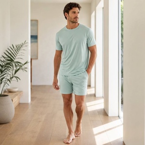 <span class=keywords><strong>Pyjama</strong></span> en viscose de bambou de haute qualité, ensemble de <span class=keywords><strong>pyjama</strong></span> court d'été doux pour hommes, vêtements de nuit en modal haut de gamme pour hommes - Product Image 3