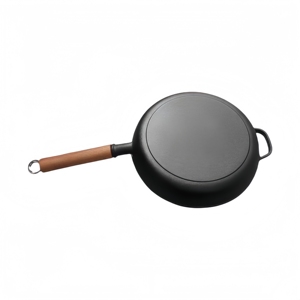 <span class=keywords><strong>Wok</strong></span> de hierro fundido pre-sazonado con mango de madera para freír verduras - Product Image 2