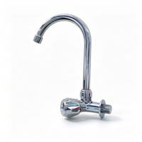 Robinet de cuisine en plastique chromé à col de cygne, robinet d'évier à eau froide simple pour montage sur comptoir ou mural