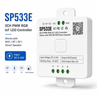 Controlador LED RGB IoT SP533E de 3 Canales PWM, DC 5-24V, con WiFi, Bluetooth, RF y Control por Voz Inteligente