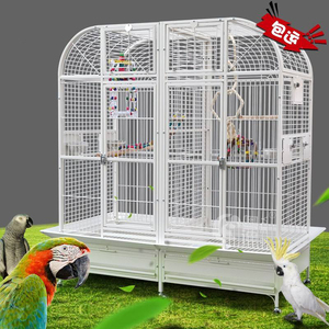 Horizontal Sliding Iron Industrial Style <b>Large</b> Bird Cages Foldable Travel Use Easy Shipping Parrot Comfortable Stainless Steel - Product Image 3