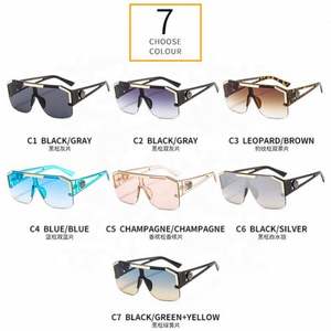 Gafas de Sol Cuadradas Grandes Vintage con Logotipo Personalizado al por Mayor 2021, Gafas de Sol de Una Pieza con Protección UV400, Gafas de Sol de Media Montura para Hombre y Mujer - Product Image 2