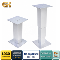 Pied de table électrique en aluminium argenté réglable en hauteur pour camping-car avec table à manger pliante télescopique Tatami