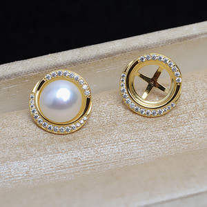 Clous d'oreille simples et tendance en argent S925 pour femmes, 7-8 perles creuses, broches d'oreille faites à la main, accessoires de bijoux DIY 1150 - Product Image 2