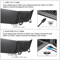 Moniteur triple portable 15,3 pouces, extension d'écran d'ordinateur portable, un seul câble pour 2 écrans, moniteur IPS FHD pour Windows, MacBook, bureau