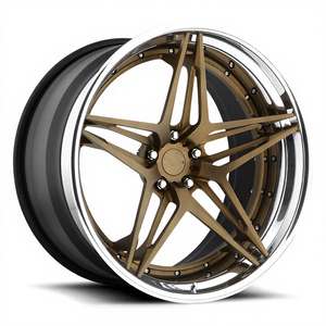 Jantes forgées en alliage T6-6061 Bronze 5 étoiles polies à rebord profond, 3 pièces, pour véhicules largeur de châssis élargie, style urbain de luxe VIP, ajustement décalé - Product Image 2