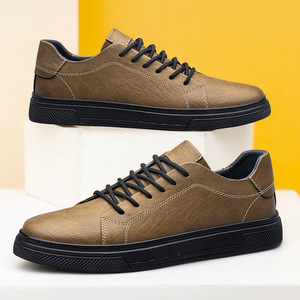 Nouvelles chaussures basses pour hommes en cuir de vachette double couche, style britannique, décontractées, respirantes, avec semelle extérieure en caoutchouc. - Product Image 3