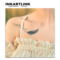 Autocollant de tatouage INKARTLINK pour le corps, autocollant de tatouage en papier, citation plume, imperméable, écologique, longue durée (15 jours), en gros