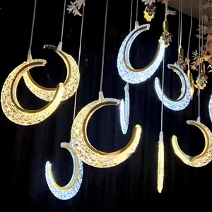 <span class=keywords><strong>Lampadario</strong></span> a 10 teste a forma di luna in acrilico luminoso, decorazione romantica e creativa per matrimoni, con effetto <span class=keywords><strong>diamante</strong></span> - Product Image 1