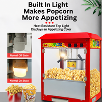 Machine à Popcorn Commerciale 1400W en Acier Inoxydable avec Cuve Antiadhésive et Portes en Acrylique pour Cinémas, Salons de Snacks et Centres Commerciaux