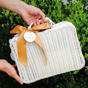 Handwoven PP Rattan Food Container Storage Basket Picnic <b>Hamper</b> <b>Gift</b> <b>Box</b> Rectangle Japandi Style Wedding Easter Baskets in Stock - Product Image 5