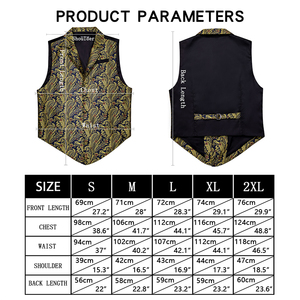 Fête <span class=keywords><strong>de</strong></span> mariage or Paisley solide Floral <span class=keywords><strong>gilet</strong></span> gilets poche carré cravate <span class=keywords><strong>costume</strong></span> ensemble hommes <span class=keywords><strong>gilet</strong></span> - Product Image 3