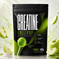 WELLBODY Créatine Lollipop Complément Pré-Entraînement, Absorption Rapide Soutien à la Force Musculaire Saveur Pomme Acidulée 480g