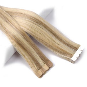 Extensiones de Cabello K.S WIGS, Suaves y Sedosas, Doble Trama, 100% Cabello Humano Remy, Aspecto Natural, P18/613, 12-28 Pulgadas, Extensiones de Cabello con Mini-Tape - Product Image 1