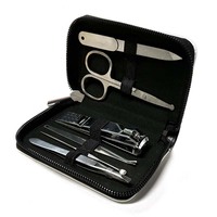 7 pièces ensemble de manucure outils de soin des ongles Kit de toilettage de voyage Portable avec fermeture à glissière Sublimation étui en cuir PU blanc