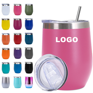 Mug à café isotherme en acier inoxydable de 12 oz en forme d'œuf avec logo personnalisé, gobelet à vin sous vide avec couvercle de voyage pour boire en déplacement - Product Image 1