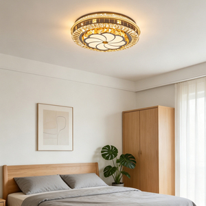 Moderne Minimalistische Runde LED-Deckenleuchte mit Kristallakzenten für Hauptschlafzimmer Sanfte Ambiente-Beleuchtung - Product Image 5