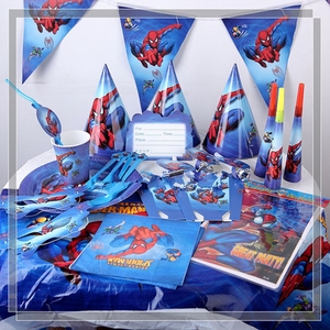 YOT Spiderman Theme Birthday Party Decor Paper Plate Cup Napkin Banner/Flag Straw Tableware Set Baby Shower Party Supplies - Product Image 1