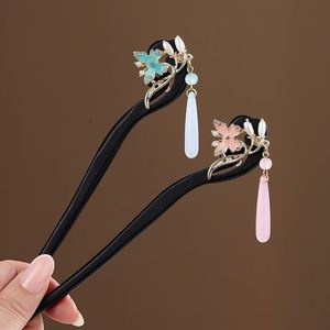 Bâtonnet à cheveux vintage de style chinois en bois d'ébène, élégant, avec pampille papillon, pour femme - Product Image 5