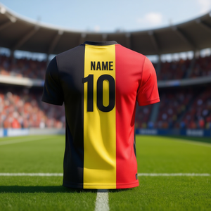 Maglia da Calcio Ispirata al Belgio Personalizzabile con Nome e Numero Rossa Gialla Nera per Tifosi - Product Image 3