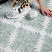 Mosaïque en marbre personnalisée Centurymosaic, mosaïque en marbre vert Ming et onyx blanc, mosaïque de pierres florales pour la décoration des murs et des sols de villas