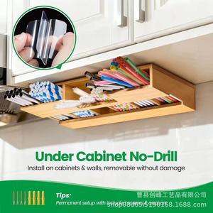 Caja de paja de madera para colgar en la pared, caja de almacenamiento de paja de bambú, caja de paja para debajo del gabinete. - Product Image 5
