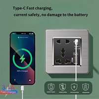 Prise murale en acier inoxydable brossé avec USB à charge rapide Type-C 250V 13A, norme britannique, nouveau style, fournisseur de prises électriques