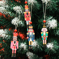 4 pièces/ensemble impression UV sculpté au Laser casse-noisette forme en bois arbre de noël ornements pendentif avec corde
