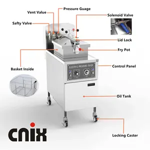 לחץ עוף מסחרי CNIX 2x25l מטבח מסחרי טיגון עמוק חשמלי אוטומטי