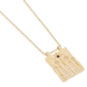 LOZRUNVE Boho Jewelry 925 Plata Sólido Vintage Oro <span class=keywords><strong>Starburst</strong></span> Colgante Collar - Product Image 1
