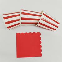 Vaisselle jetable en papier DAMAI, écologique et biodégradable, rouge, rectangulaire, pour Noël, assiettes à dessert, gobelets, serviettes