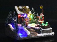 Nouveaux cadeaux 2021, grande musique, hiver, village enneigé, arbre de Noël, style maison, LED